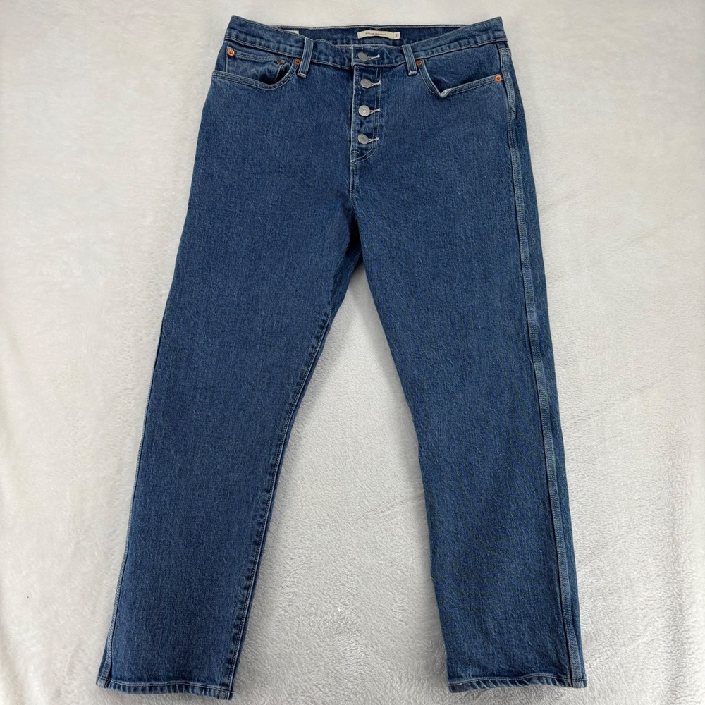 Levis Premium Wedgie Straight Jeans Blue Denim Button Fly 26995-0000 Size 31x26